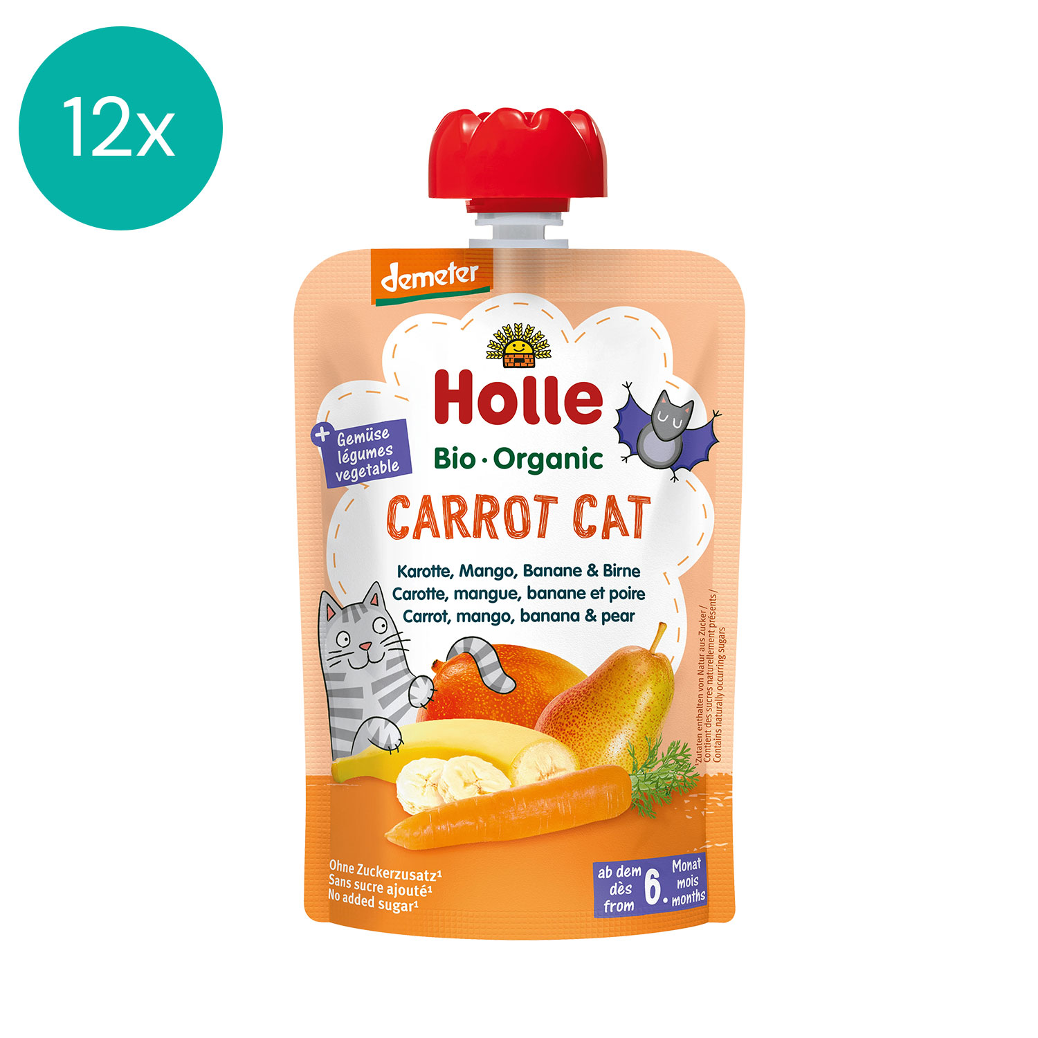 12x Holle Organic vegetable puree Carrot Cat